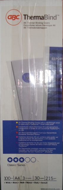 BCT30W100 3mm A4 Thermal Binding Covers White Box 100